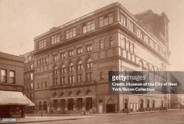 View of Carnegie Hall on the corner of Seventh Avenue and 57th Street, New York City.
