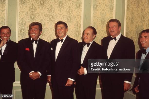 Singer and actor Frank Sinatra, actor Dean Martin , California Governor and former actor Ronald Reagan, comedian Bob Hope , actor John Wayne, and an...
