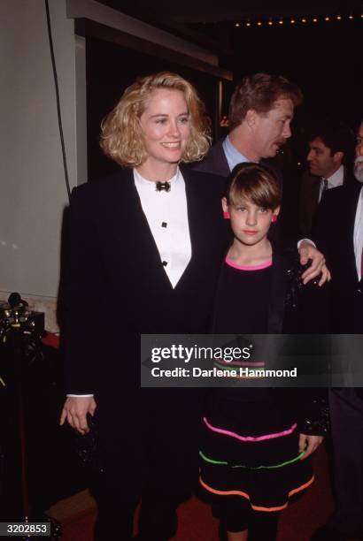 American actor Cybill Shepherd stands with her arm around her daughter, Clementine Ford, at the screening of director Emile Ardolino's film 'Chances...