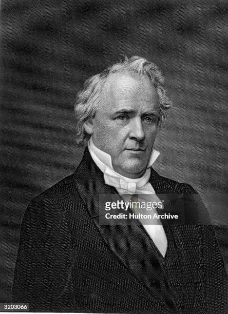 Portrait of James Buchanan , the fifteenth President of the United States, who served from 1857 to 1861. He was heavily supported by the South,...