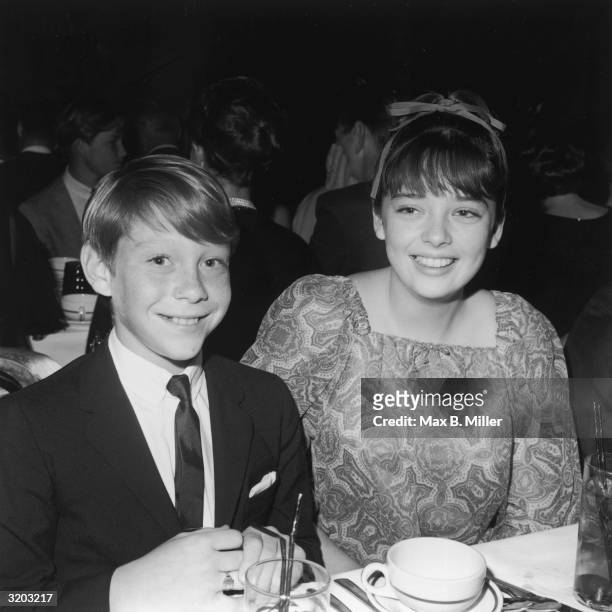 American actor Bill Mumy and British actor Angela Cartwright, stars of the television show 'Lost In Space,' attend the Spotlighters Teen Awards...
