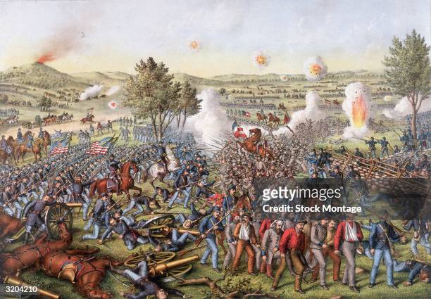 Civil War 1861-65. A wide view of a portion of the Battle of Gettysburg, Pennsylvania, 1-3 July 1863. This series of battles, taking place over three...