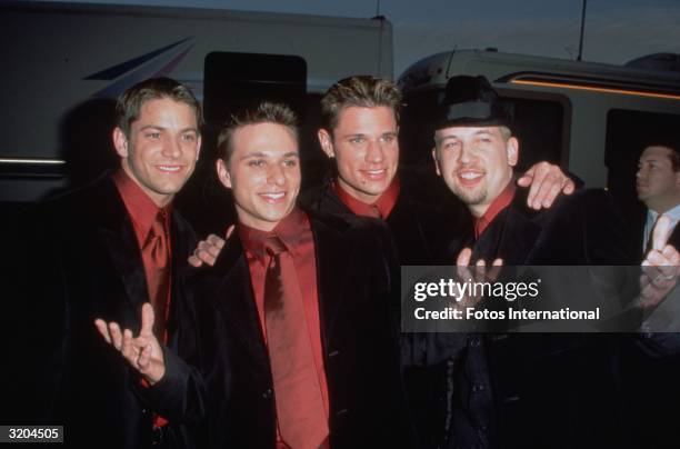 Portrait of the pop group 98 Degrees, at the American Music Awards.