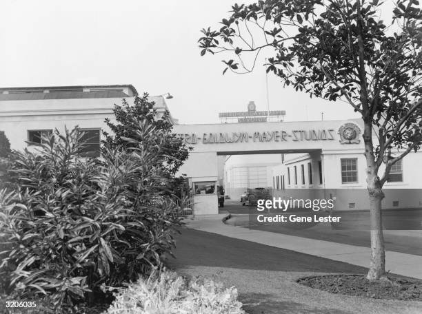 Exterior view of the Metro Goldwyn Mayer Studios in Los Angeles, California, 1947.