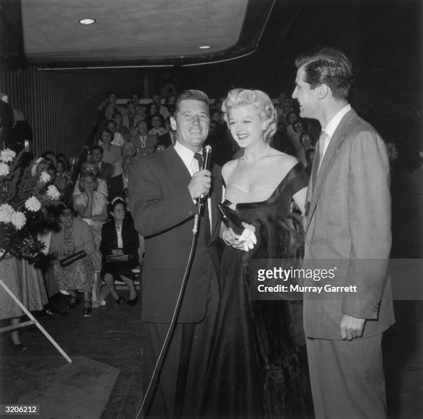 American actor Gordon MacRae , British actor Angela Lansbury, and her husband, American actor Peter Shaw, at the premiere of the ABC television show,...