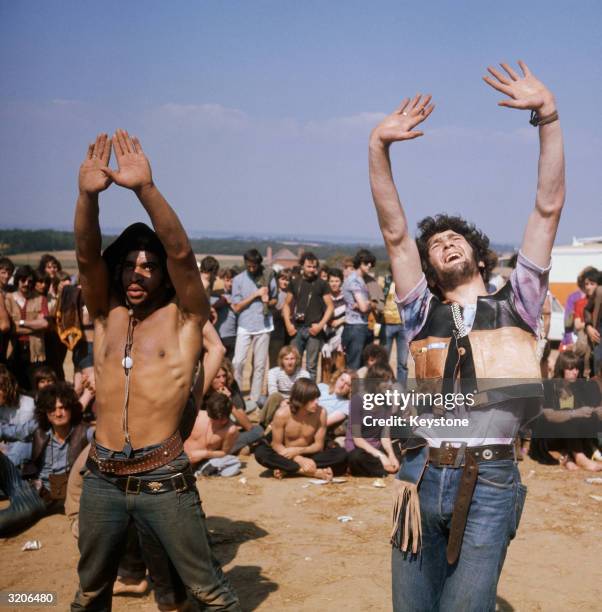 Hippies, students and music lovers at East Afton Farm, near Freshwater, during the Isle of Wight pop festival.