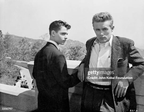 James Dean as Jim Stark and Sal Mineo playing Plato in a scene from 'Rebel Without A Cause'.