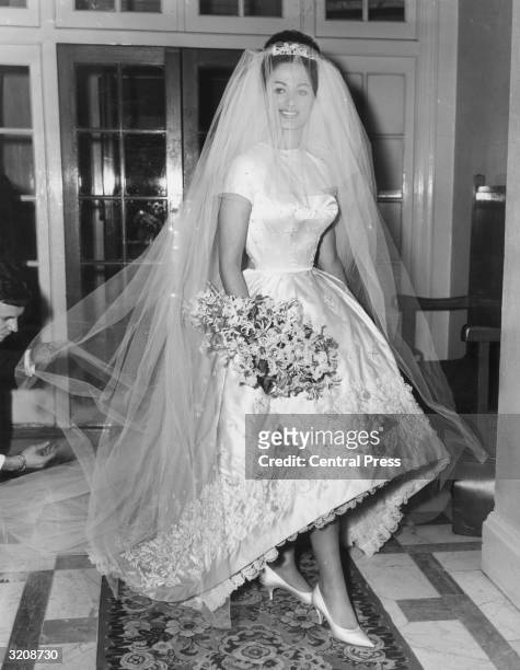 Actress and author Jackie Collins celebrates her marriage to businessman Austin Wallace at Grosvenor House in London after a registry office...