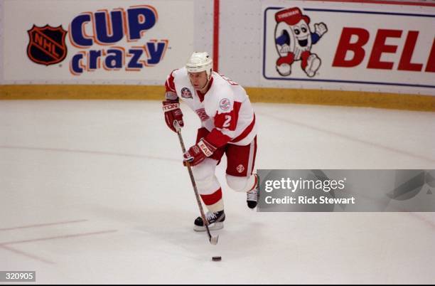 Viacheslav Fetisov of the Detroit Red Wings in action during a Stanley Cup Finals game against the Washington Capitals at the Joe Louis Arena in...