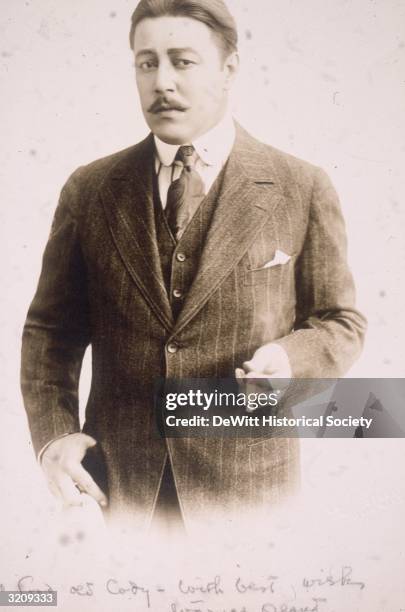 Autographed publicity still of Swedish-born actor Warner Oland , star of 'Patria,' directed by George Fitzmaurice and Jacques Jaccard.