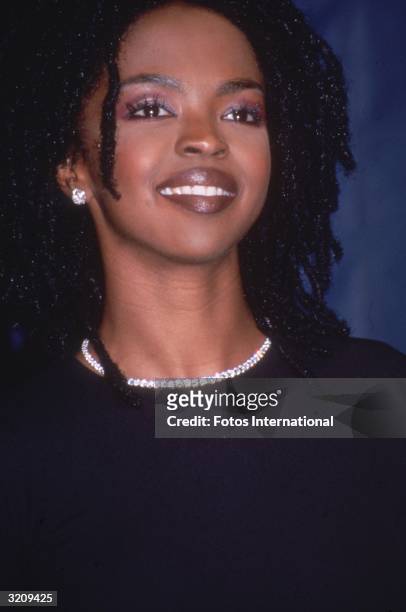 Headshot of singer Lauryn Hill at the Grammy Awards, Los Angeles, California.