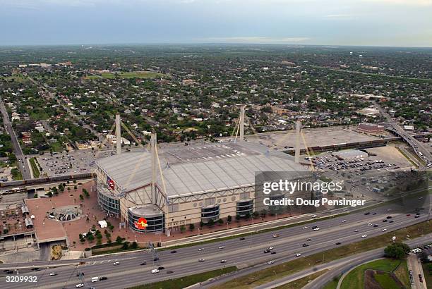 An elevated exterior view of the the Alamodome on the eve of the NCAA Men's Final Four at the Alamodome on April 2, 2004 in San Antonio, Texas.
