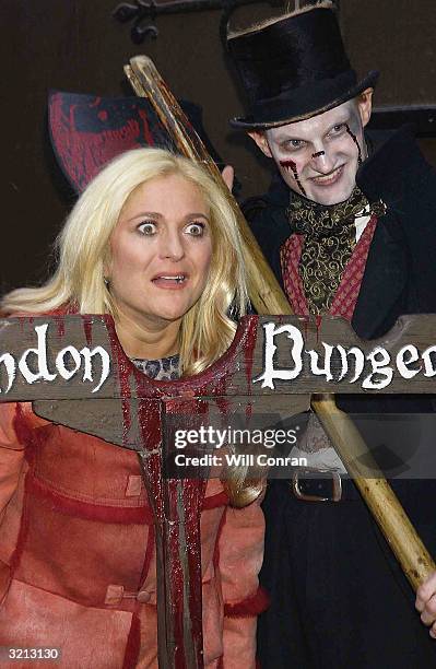 Vanessa Feltz attends the celebrity unveiling of brand new ?1m ride "Traitor: Boat Ride To Hell" where visitors are ushered aboard by the dungeon...