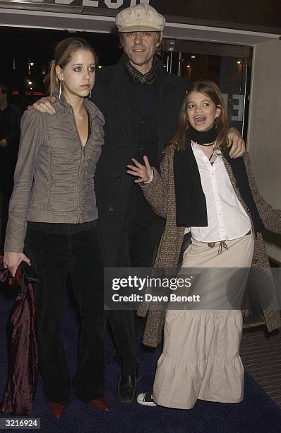 Sir Bob Geldof arrives with his daughters, Peach and Pixie at the UK Premiere of "The Lord Of The Rings: The Two Towers" held on December 11, 2002 at...