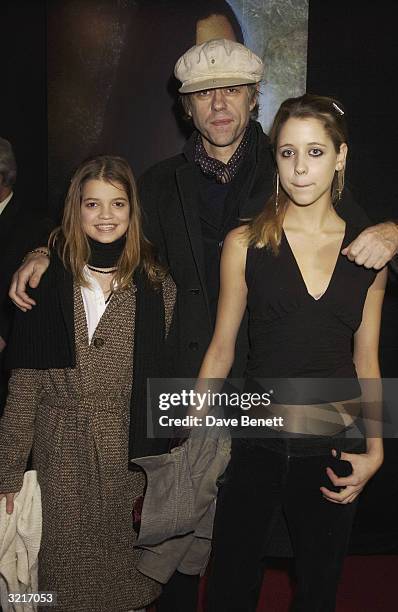 Sir Bob Geldof with his two daughters, Peach and Pixie at the UK Premiere of "The Lord Of The Rings: The Two Towers" held on December 11, 2002 at the...