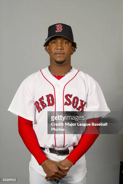 Pedro Martinez of the Boston Red Sox on February 28, 2004 in Ft. Myers, Florida.