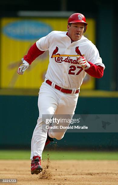 Scott Rolen of the St. Louis Cardinals rounds third base in the bottom of the 2nd inning during the Milwuakee Brewers and St. Louis Cardinals Opening...