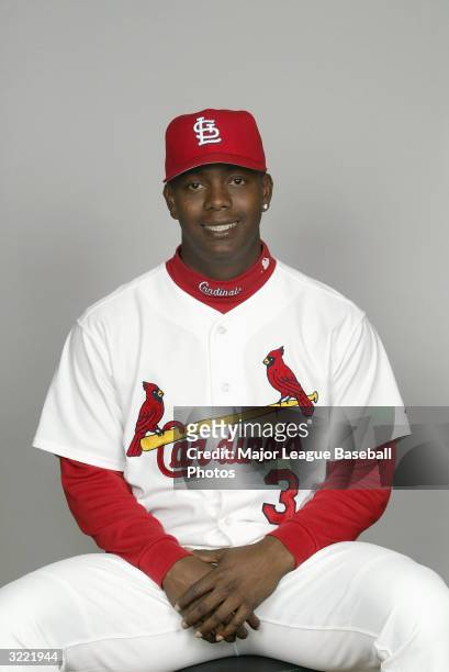 Edgar Renteria of the St. Louis Cardinals on March 1, 2004 in Jupiter, Florida.