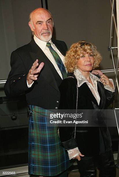 Actor Sean Connery and wife Micheline attend the "Dressed To Kilt" fashion show celebrating Tartan Week and benefiting The Friends of Scotland, at...