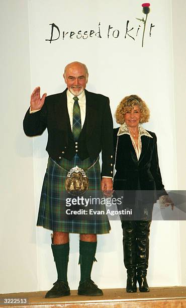 Actor Sean Connery and wife Micheline attend the "Dressed To Kilt" fashion show celebrating Tartan Week and benefiting The Friends of Scotland, at...