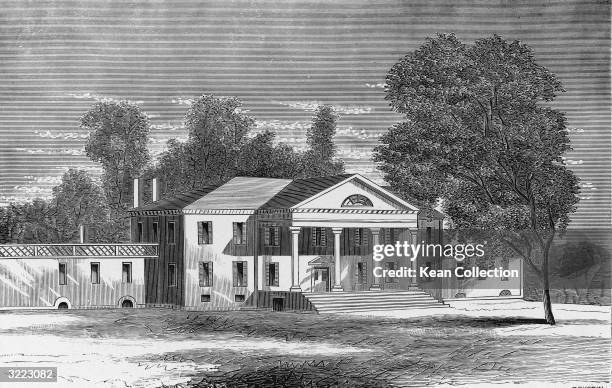 Exterior view of Montpilier, the home of American president James Madison, Orange, Virginia, early 1800s.