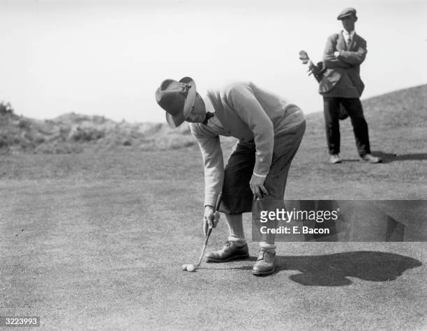 Joshua Crane using an 18 inch handle putter during the 1st qualifying round of the Open Golf Championship at St George's Golf Course, Sandwich, Kent.