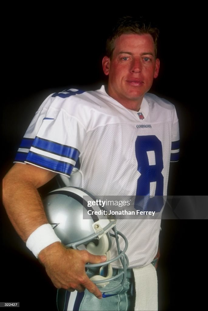 A portrait picture of Troy Aikman of the Dallas Cowboys during the