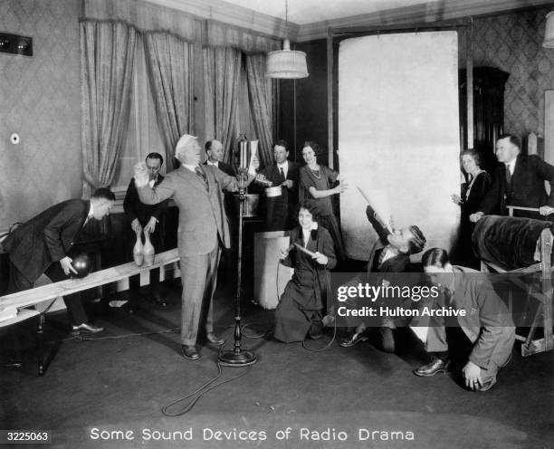 Radio players enact 'Rip Van Winkle' during a broadcast in the WGY sound effects studio, Schenectady, New York.