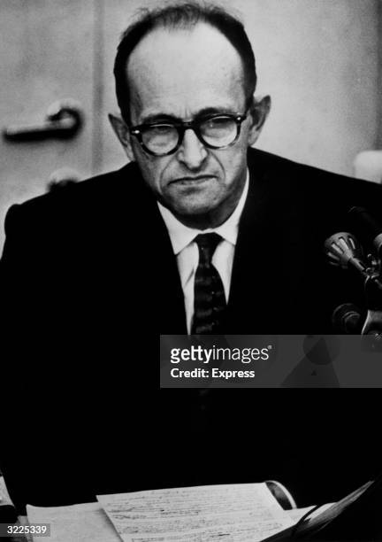 Austrian government official Adolf Eichmann, the SS Lieutenant-Colonel who was Chief of the Jewish Office of the Gestapo during World War II, in his...