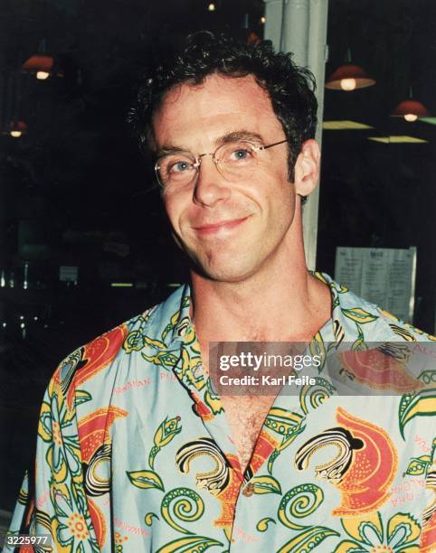 Portrait of American actor David Eigenberg on the set of the HBO television show, 'Sex and the City,' in which he stars, Hudson Street and West 10th...