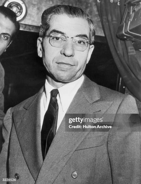 Headshot of Charles 'Lucky' Luciano , born Salvatore Luciania in Sicily, Italy, who immigrated to America and became a Mafia boss.