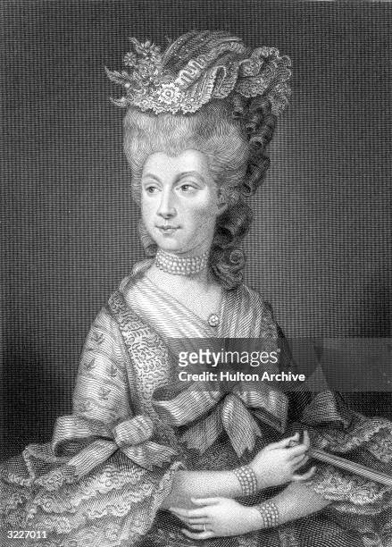 Illustrated portrait of Queen Charlotte Sophia of England , wife of King George III.