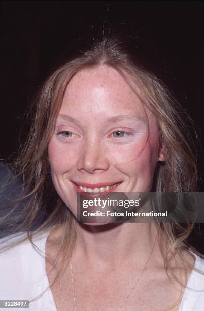 Headshot of American actor Sissy Spacek smiling at the American Film Institute's tribute to actor Bette Davis, Los Angeles, California.