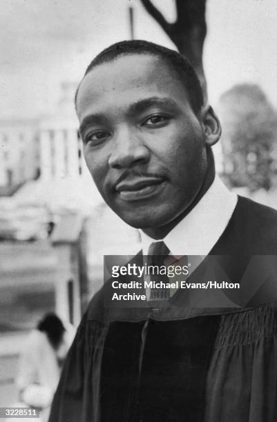 Headshot of Reverend Martin Luther King Jr , American civil rights leader and pastor of the Dexter Avenue Baptist Church in Montgomery, Alabama,...