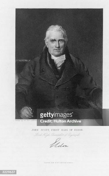 John Scott, 1st Earl of Eldon . Lord chancellor of England 1801-27, opposed Catholic emancipation, abolition of the slave trade and Parliamentary...