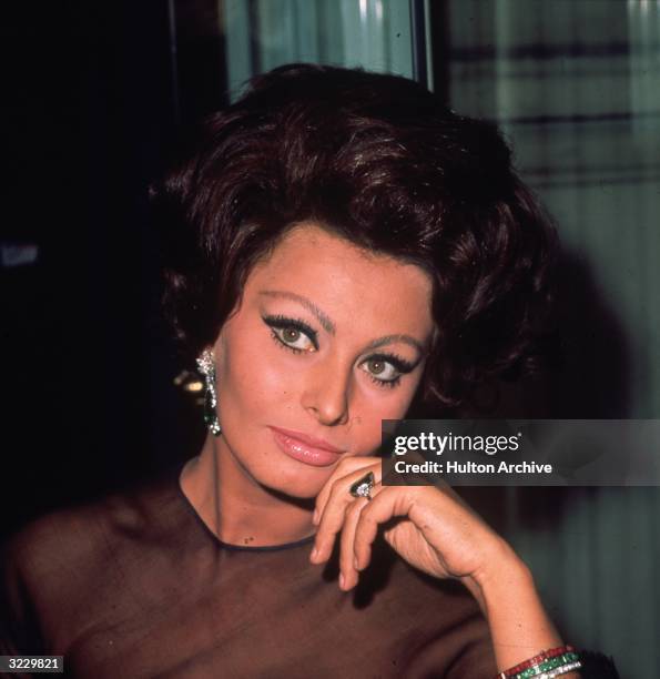 Italian film star Sophia Loren at the Savoy Hotel.