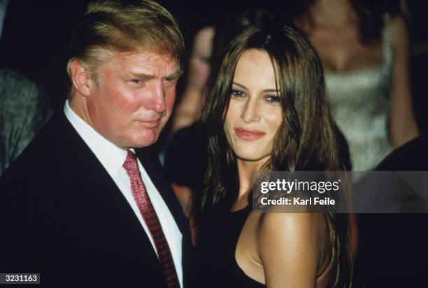 American real estate mogul Donald Trump with his date, Melania Knauss, at the MTV Video Music Awards at the Metropolitan Opera House at Lincoln...