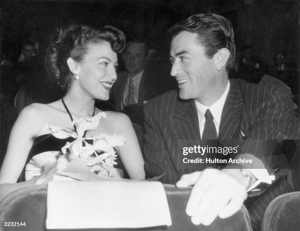 American actors Ava Gardner and Gregory Peck at a 'Look' magazine awards ceremony at the El Capitan Theatre, Hollywood, California.