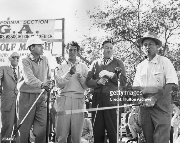 American comedian Jerry Lewis, American singer and actor Dean Martin, British-born entertainer Bob Hope , and American singer and actor Bing Crosby...