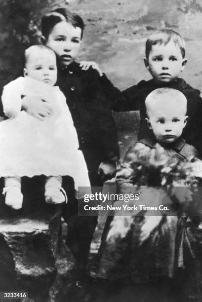 Studio portrait of American politician and soldier Dwight D Eisenhower and his brothers, Kansas. L-R, from top: Arthur, Edgar, Dwight, and Roy.