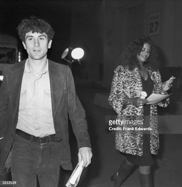American actor Robert De Niro and his girlfriend, Diahnne Abbott, leaving the party for the movie, 'Won Ton Ton, the Dog Who Saved Hollywood,' at...