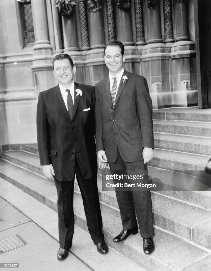 Russell Rhodes Firestone Russell Firestone Jnr poses with his best man Charles Unsworth,... News ...