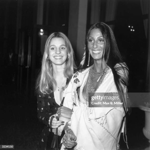 American actor and singer Cher and her half-sister, Georganne LaPiere, attend the premiere of director Bernardo Bertolucci's film, 'Last Tango in...