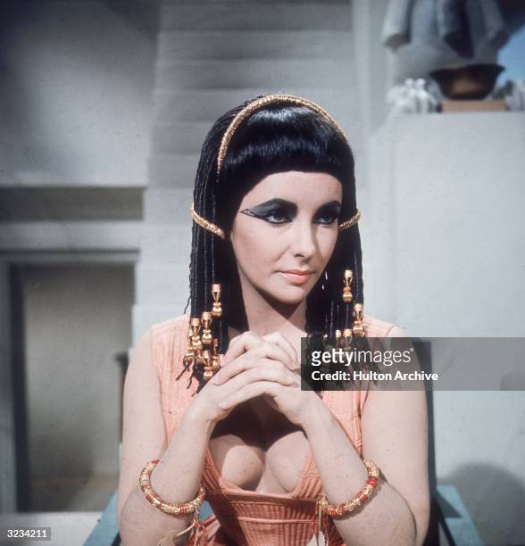 British-born actress Elizabeth Taylor presents a majestic front as the Egyptian queen in 20th Century Fox's 'Cleopatra', directed by Joseph L...