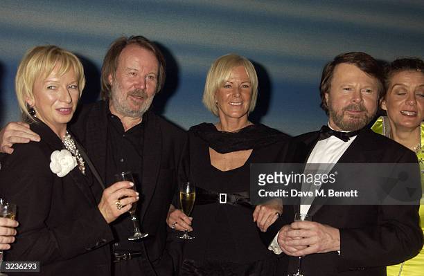 Judy craymer, Benny Andersson, Freida Lyngstad and Bjorn Ulvaeus attend the fifth anniversary performance of "Mamma Mia!", musical based on ABBA's...
