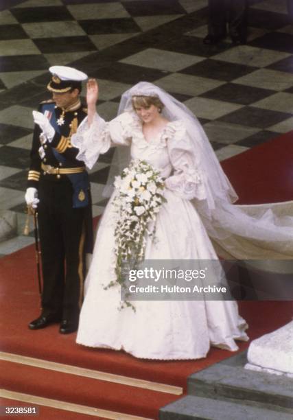 Charles, Prince of Wales, with his wife, Princess Diana , on the altar of St Paul's Cathedral during their marriage ceremony.