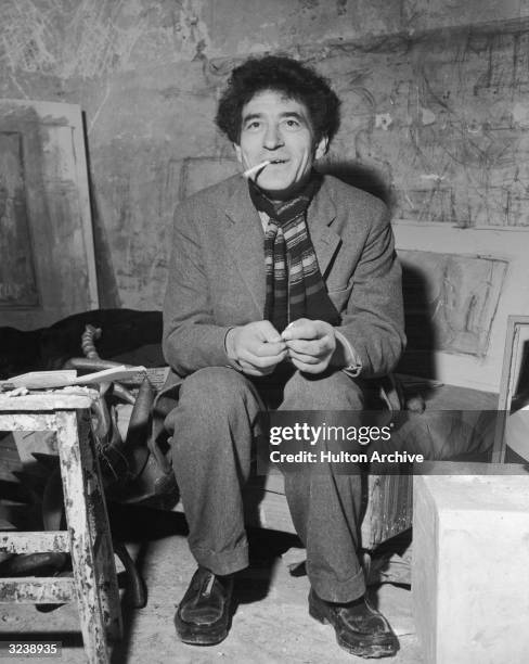 Swiss sculptor Alberto Giacometti his Paris studio.