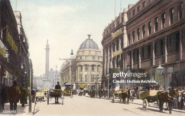Traffic on Grainger Street in Newcastle upon Tyne.