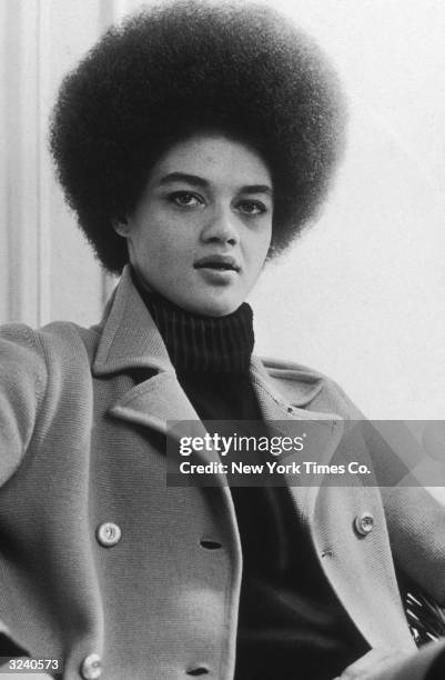 Portrait of American political activist Kathleen Cleaver.