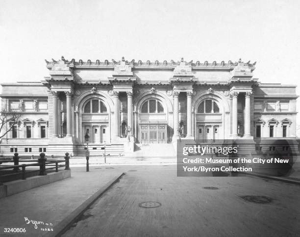 Exterior view of the newly-completed facade of the Metropolitan Museum of Art, located at Fifth Avenue and 83rd Street, on the east side of Central...